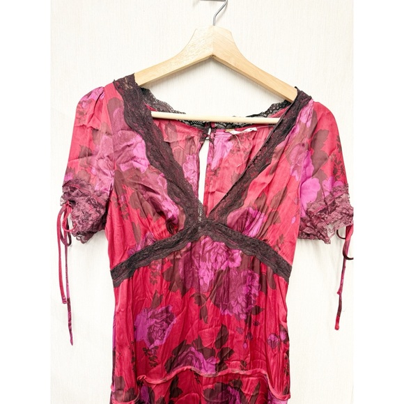 NWOT Free People Jos Floral Mini Dress Berry Combo, Size Small - Picture 6 of 13